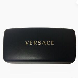 VERSACE Hard Leather Clamshell Snap Shut Eyeglasses Sunglasses Spectacle Case